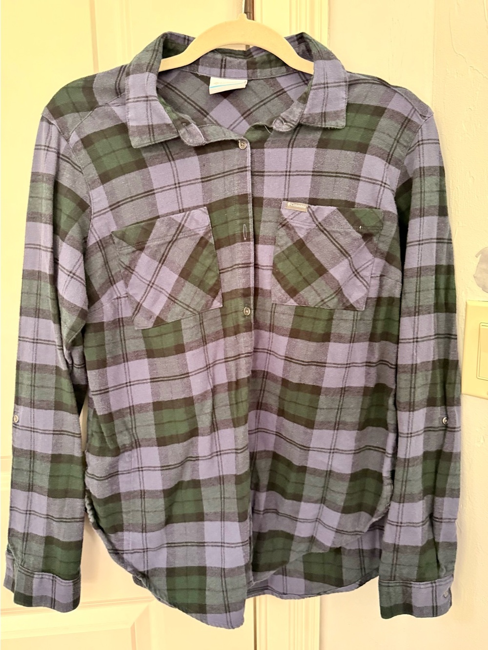Columbia Green & Lavender Plaid Button-Down Shirt